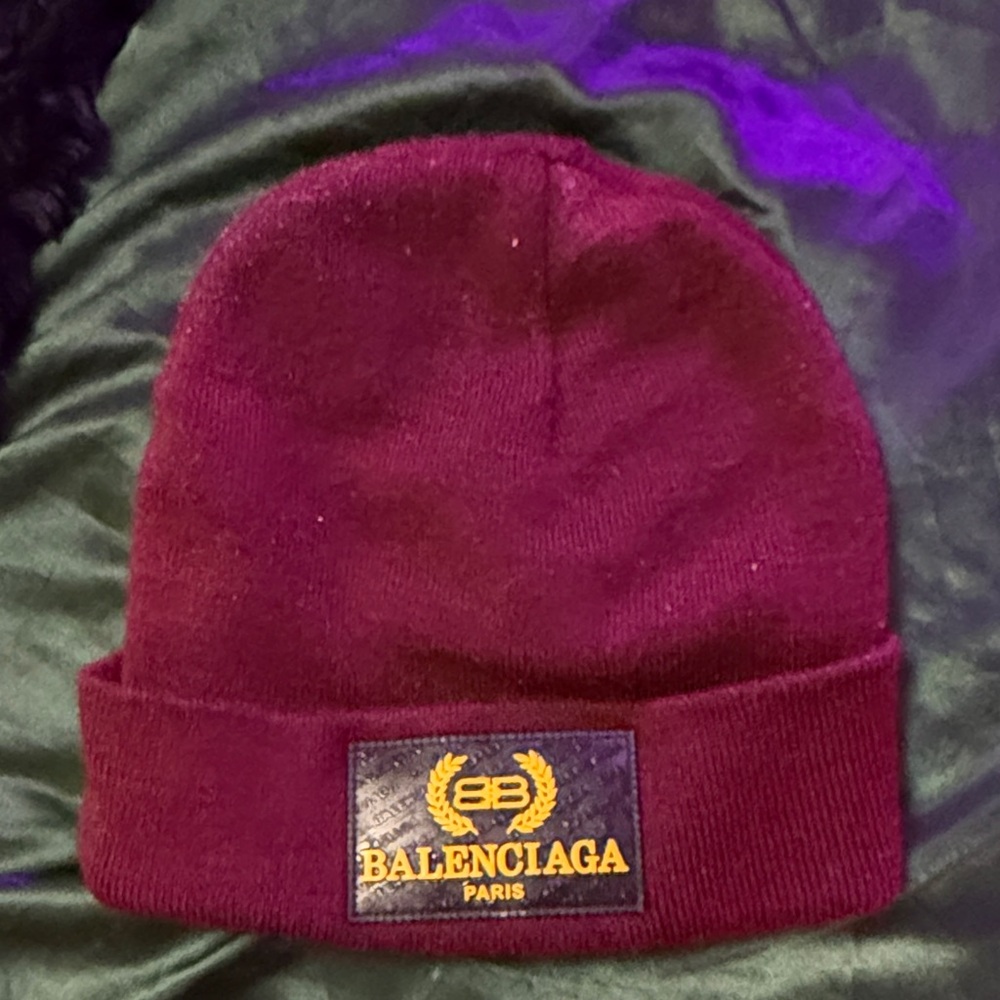 Balenciaga Burgundy Beanie Hat
